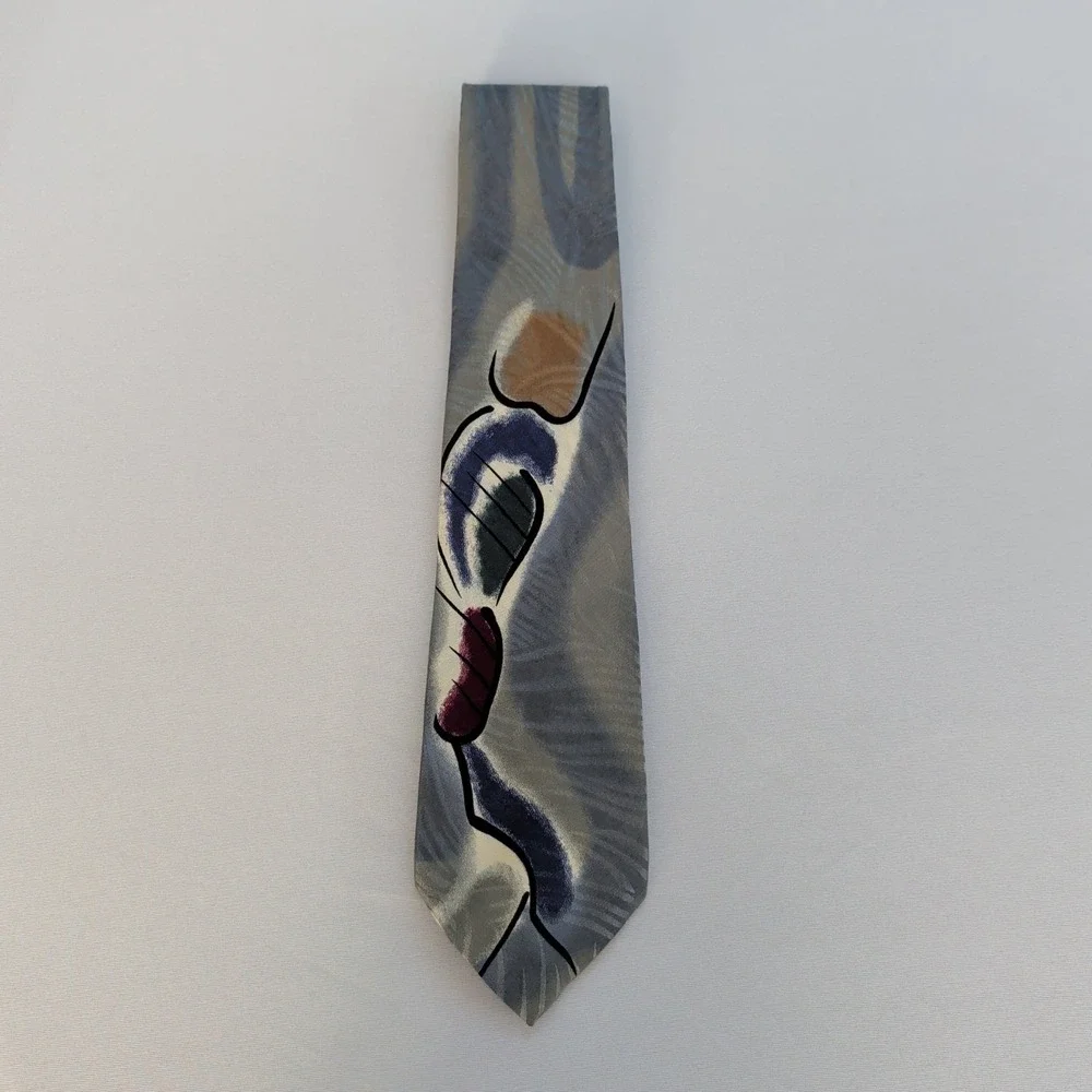 Wembley Starshine Prints Mens Neck Tie Grey Silver Blue